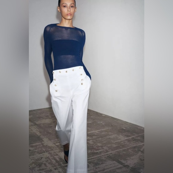 NWT ZARA BUTTONED PANTS ZW COLLECTION - Picture 1 of 7